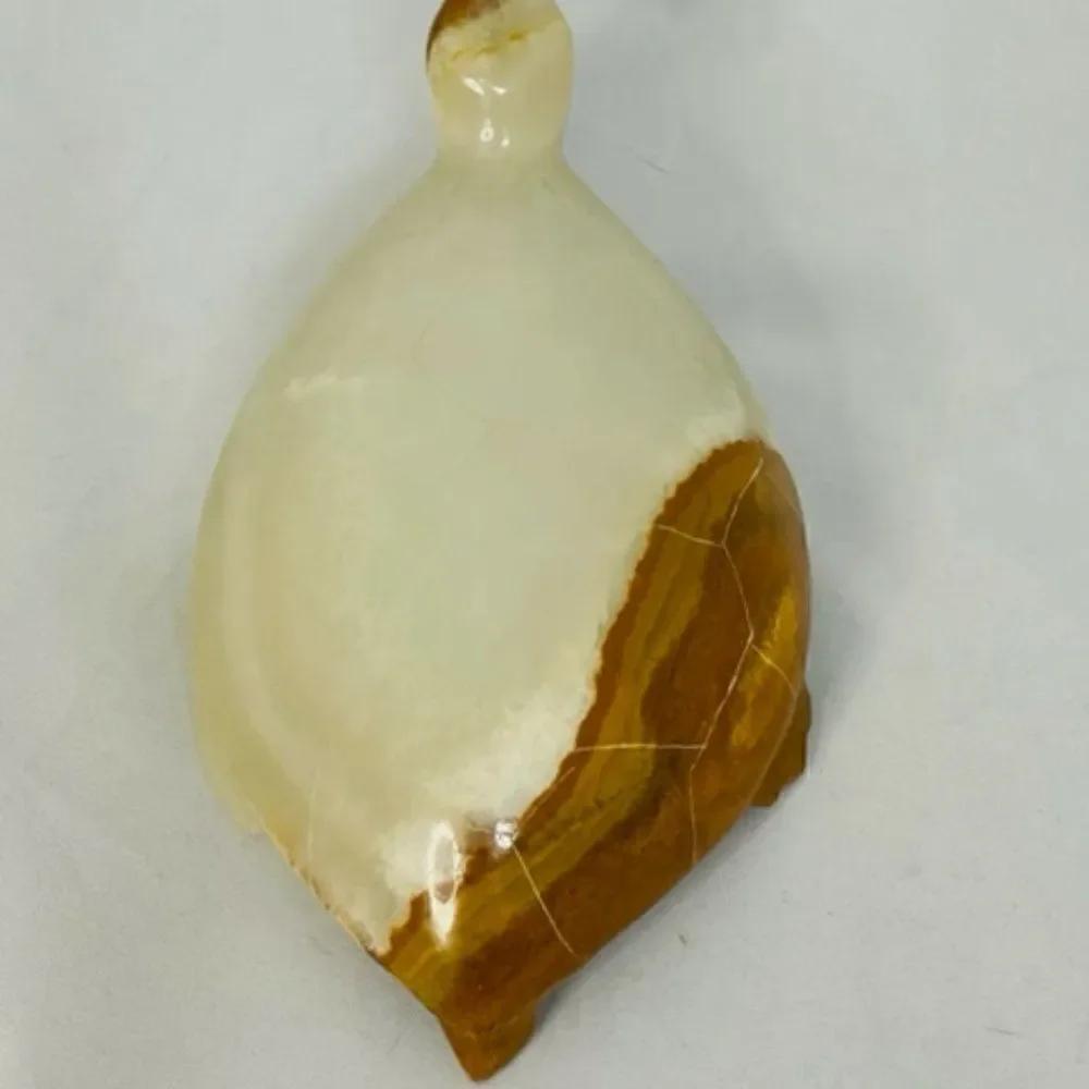 Onyx Tellez Hand Carved Stone Marble Turtle Tortoise Paperweight figurine VTG 6”